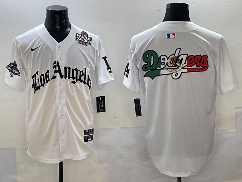 Men Los Angeles Dodgers Blank White Five generations Joint Name 2025 Nike MLB Jersey style 44->los angeles dodgers->MLB Jersey
